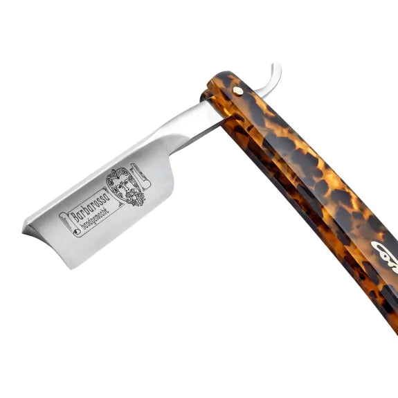 DOVO razor Barbarossa 5/8 tortoiseshell imitation, Spanish head side view