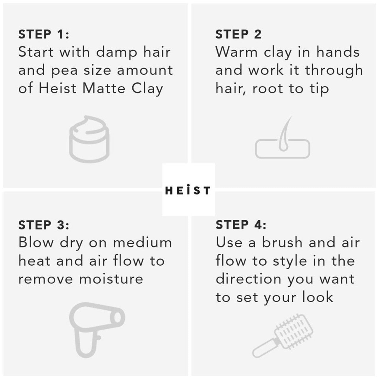 Matte Clay by Heist Labs - Strong Hold and Definition (100ml) directions