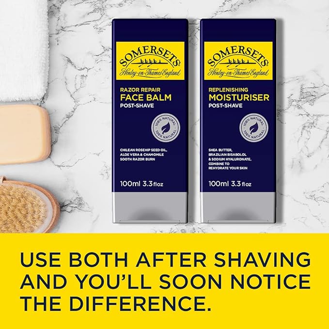 somersets face balm and replenishing moisturiser bottles