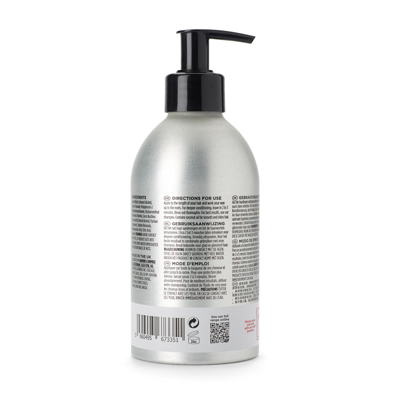 Hawkins and Brimble Nourishing Conditioner Eco Refillable 300ml rear of bottle