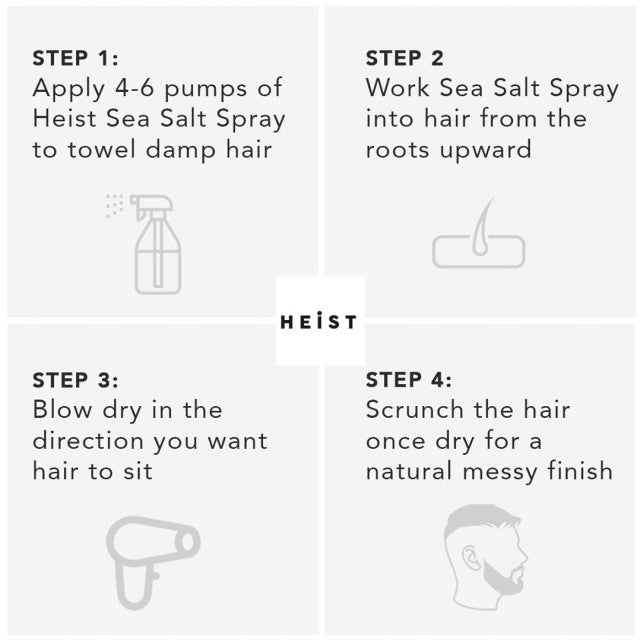 Heist Sea Salt Spray by Heist Labs - Texture & Grip Styling Spray 250ml directions