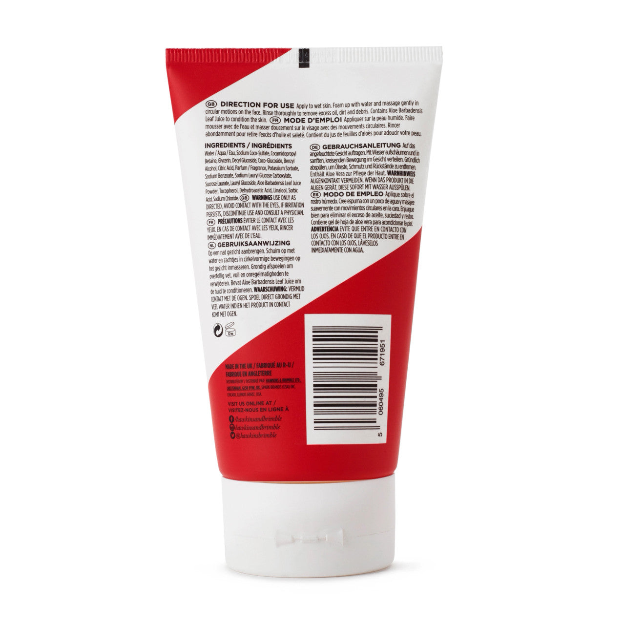 Hawkins and Brimble Face Wash rear of tube