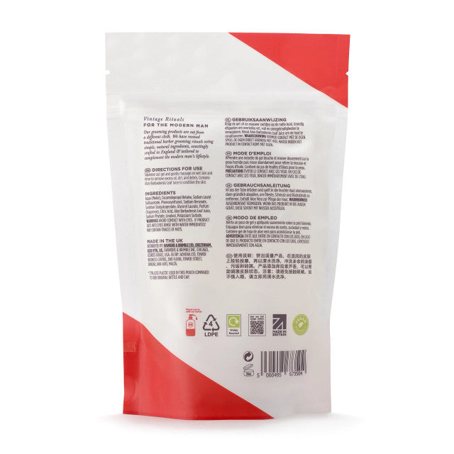 Hawkins and Brimble Energising Body Wash Pouch 300ml back of pouch