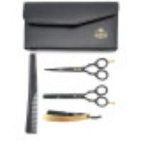 Barbarossa Brothers Japanese Steel Matt Black and 24k Gold Barber Se and case