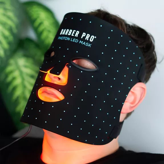 Barber Pro PHOTON LED Light Therapy Facial Mask in use