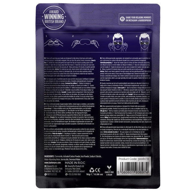 BARBER PRO Under Eye Mask rear of package