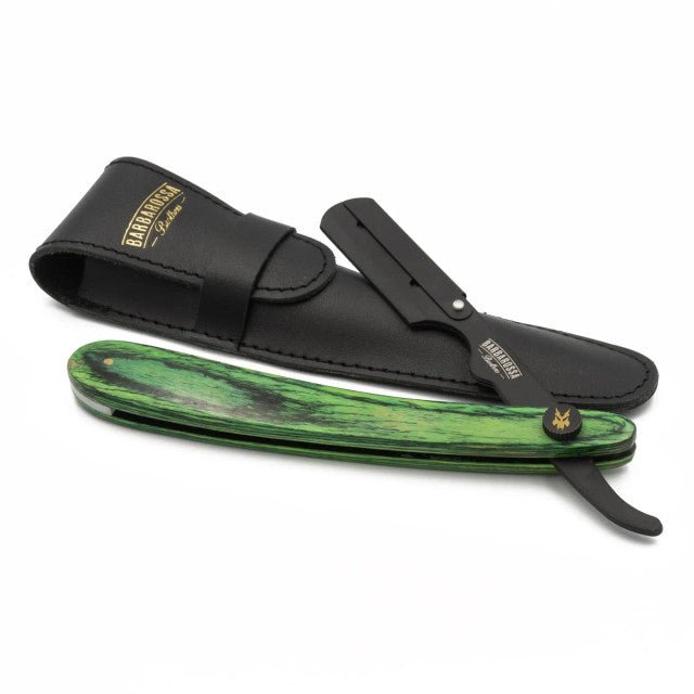 Barbarossa Brothers The Buccaneer Cut Throat Razor Green Wood and case