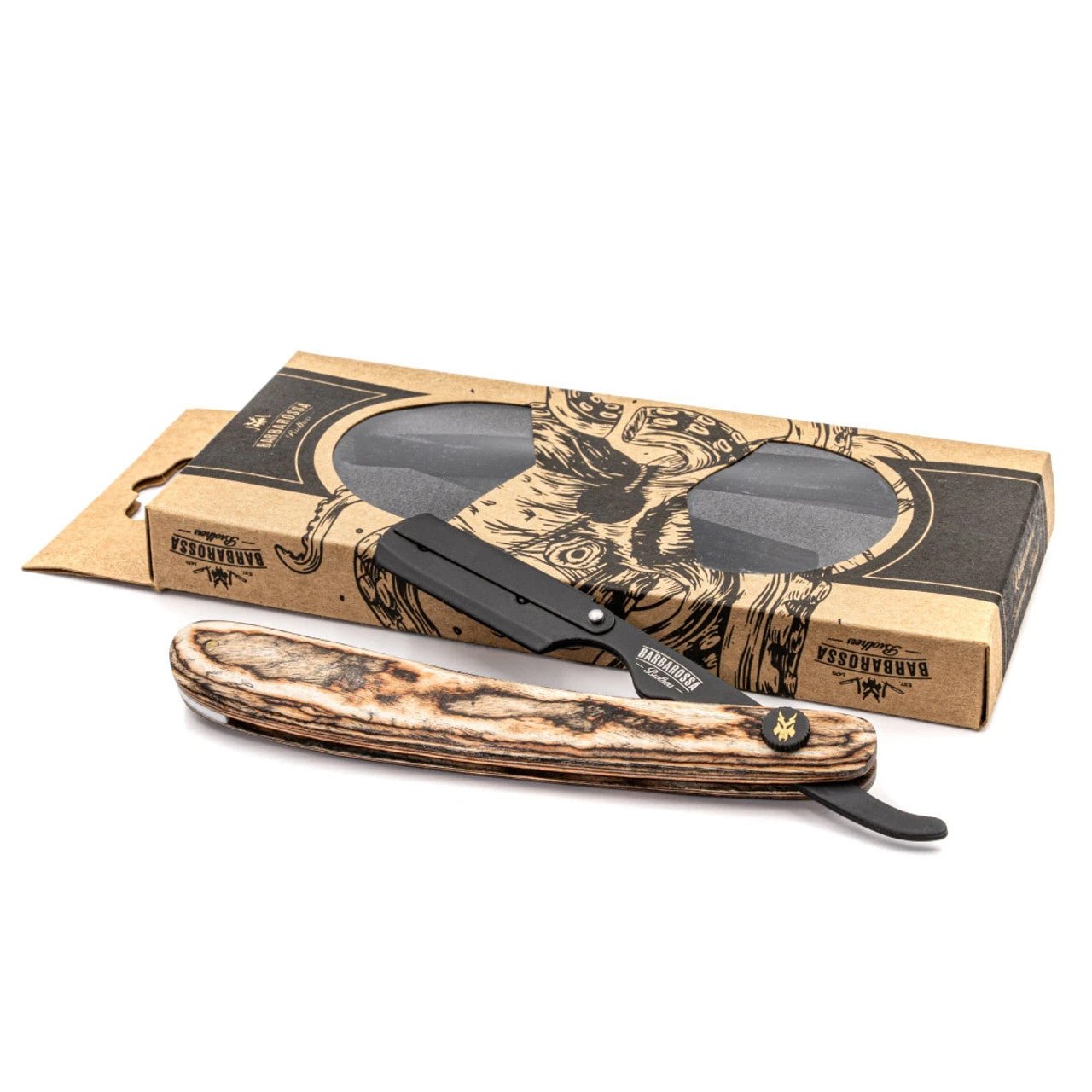Barbarossa Brothers The Buccaneer Cut Throat Razor Brown Wood and box