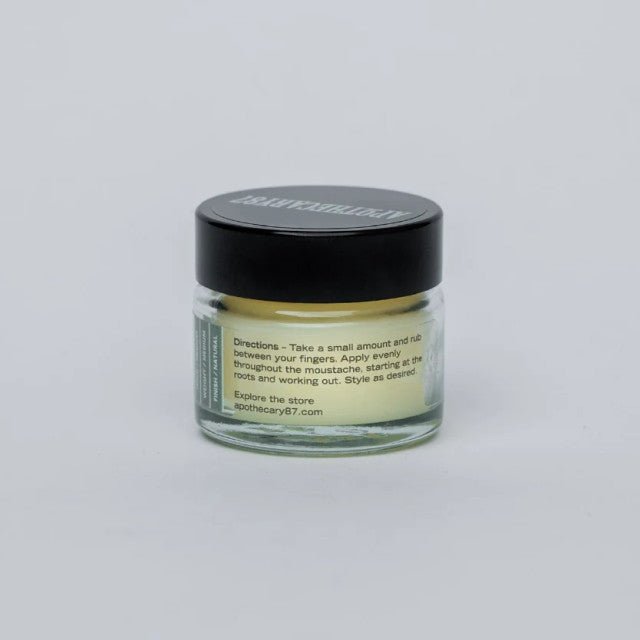 Apothecary 87 Moustache Wax rear of tub with directions