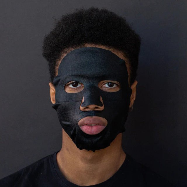 BARBER PRO BLEMISH CONTROL Cica + Niacinamide Sheet Mask in use 
